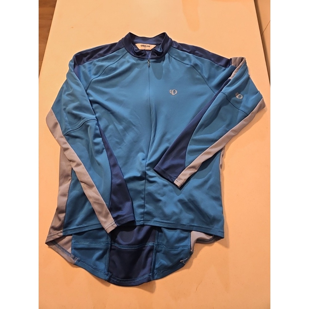 Pearl Izumi‎ Long Sleeve Cycling Jersey Large Blue 3/4 Zip Bike Shirt(A1193)